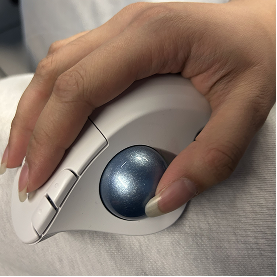 This is a mouse with a trackball