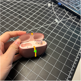 This is my drawing of how the light would turn on, on an earbud case.