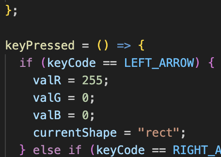 This is the code where I changed some of the key functions to turn into a square by adding rect.