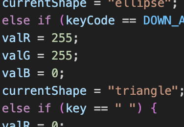 This is the code where I changed some of the key functions to turn into a triangle by adding triangle.