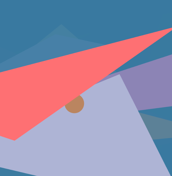 For the next code, I made it more abstract by making more shapes appear randomly when you hold onto a key.