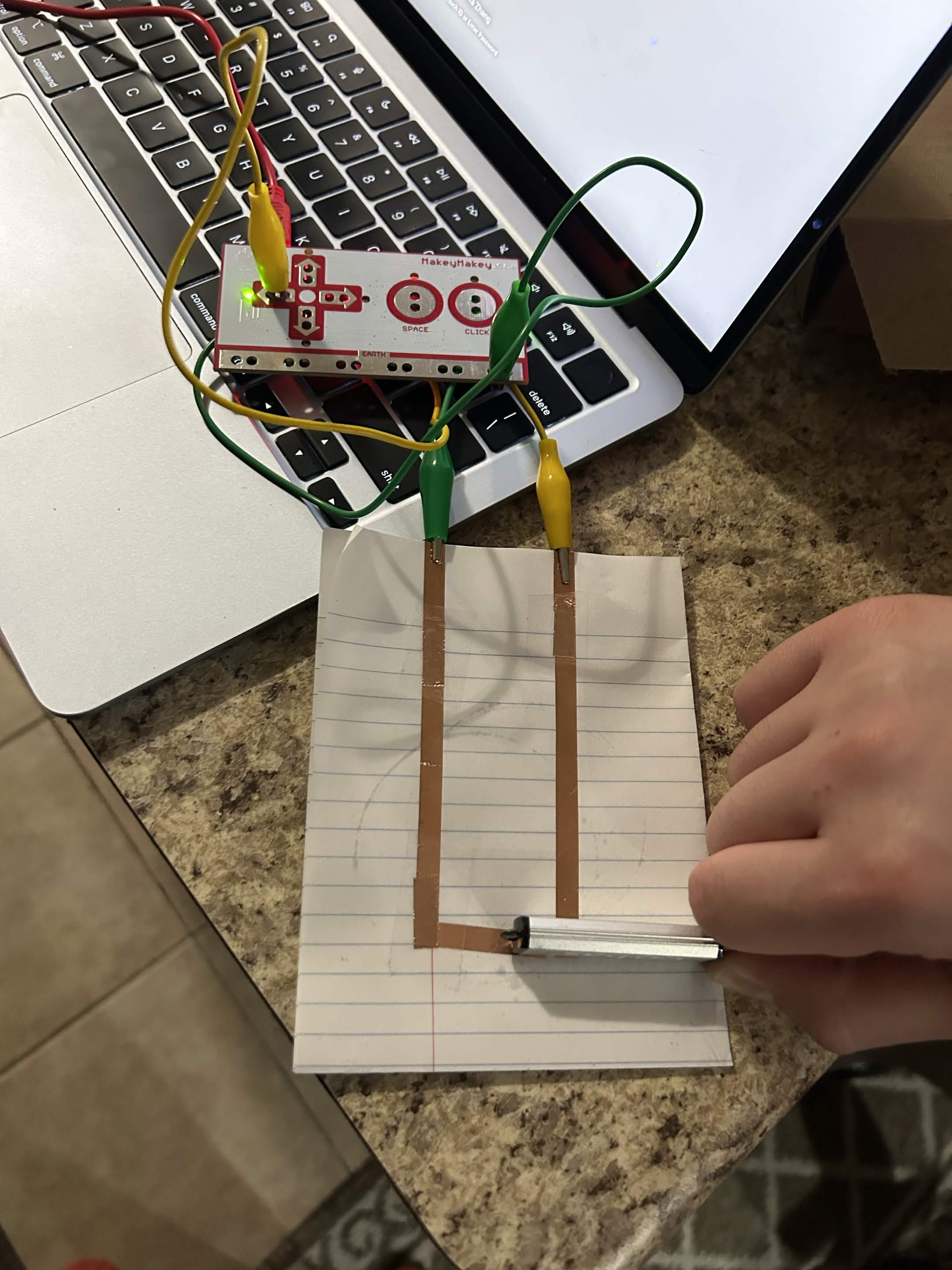 I closed the circuit with the other side of the skewer.