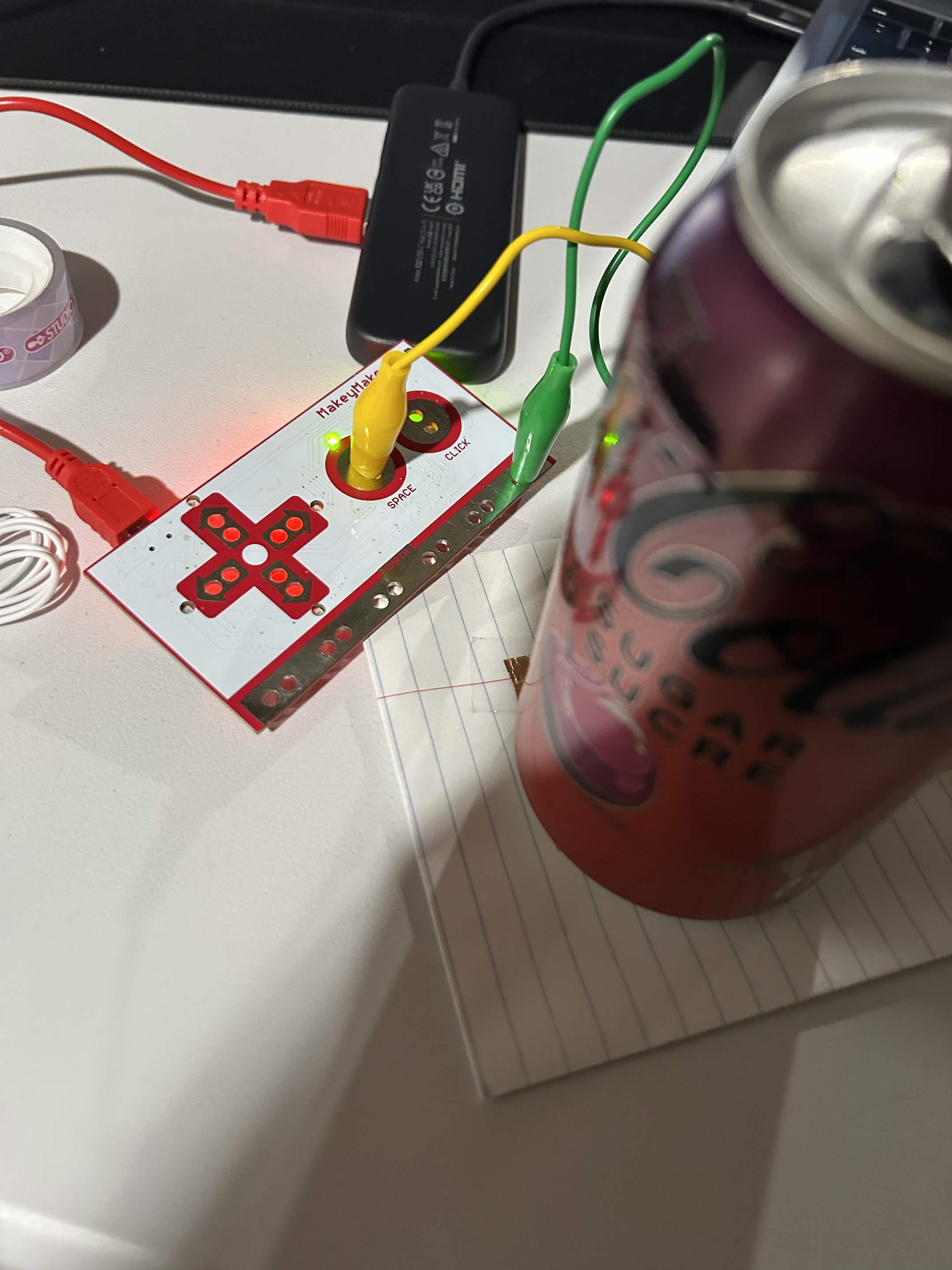 I closed the circuit with a coke can.