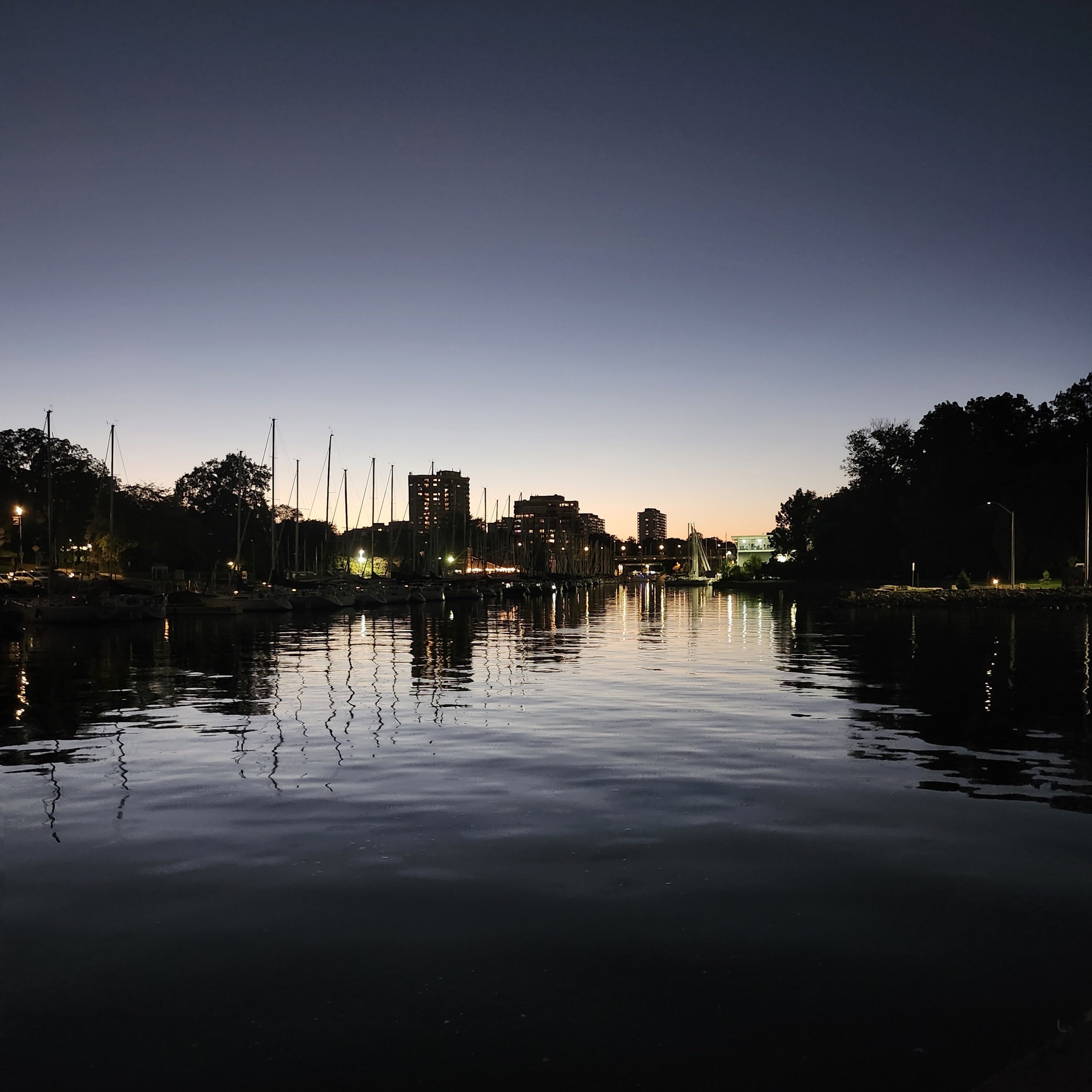 Downtown Oakville at night time.