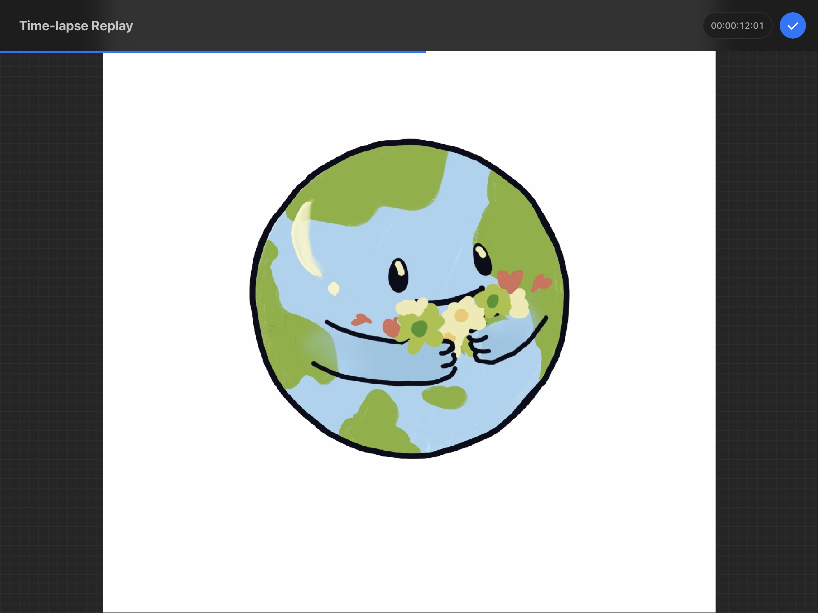 This is another style of the globe, where it has outlines, and darker colours.