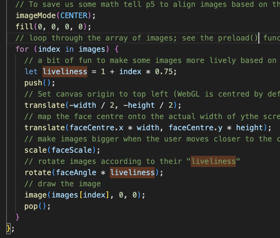 I followed the code tutorial, where he talked about the liveliness of the movement, and how the further down you go the more lively it is.