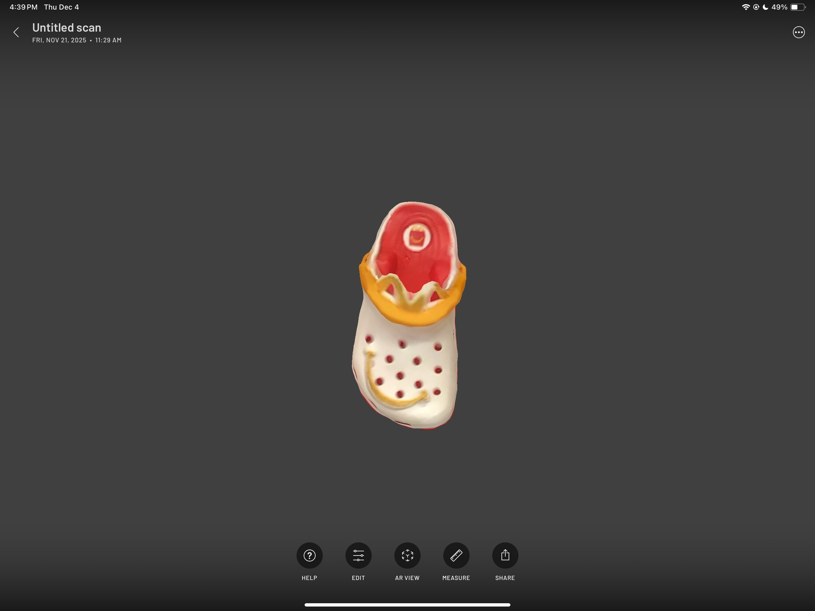 This is the top view of my McDonalds Croc.